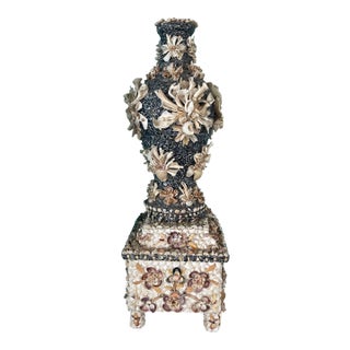 Vintage Shell Vase and Pedestal For Sale