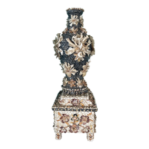 Vintage Shell Vase and Pedestal