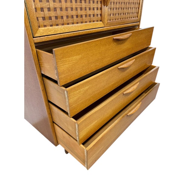 Wood Mid-Century Modern Lane Perception Blonde Oak High Chest For Sale - Image 7 of 9