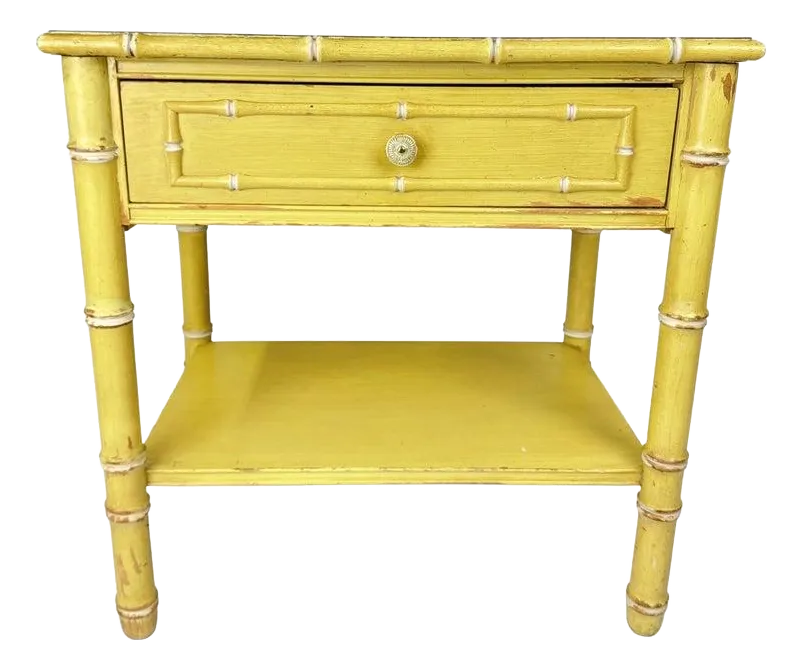 Thomasville Allegro Faux Bamboo Table or Nightstand | Chairish