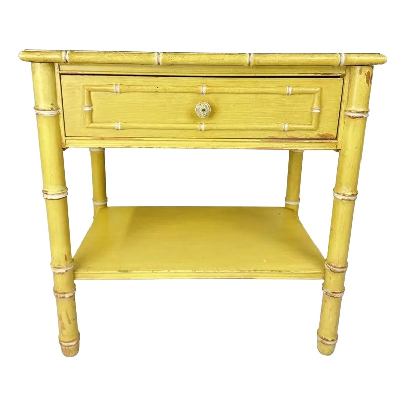 Thomasville Allegro Faux Bamboo Table or Nightstand | Chairish