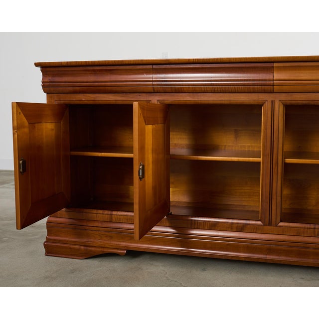 Grand French Louis Philippe Style Fruitwood Sideboard Enfilade For Sale - Image 9 of 12