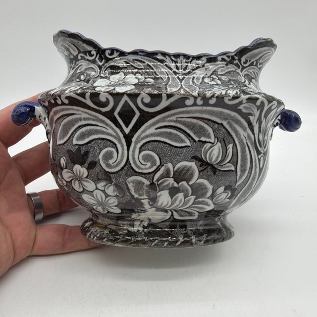Antique Salopian-Type Black Transferware Covered Sugar Bowl, Staffordshire, Circa 1820s For Sale - Image 16 of 18