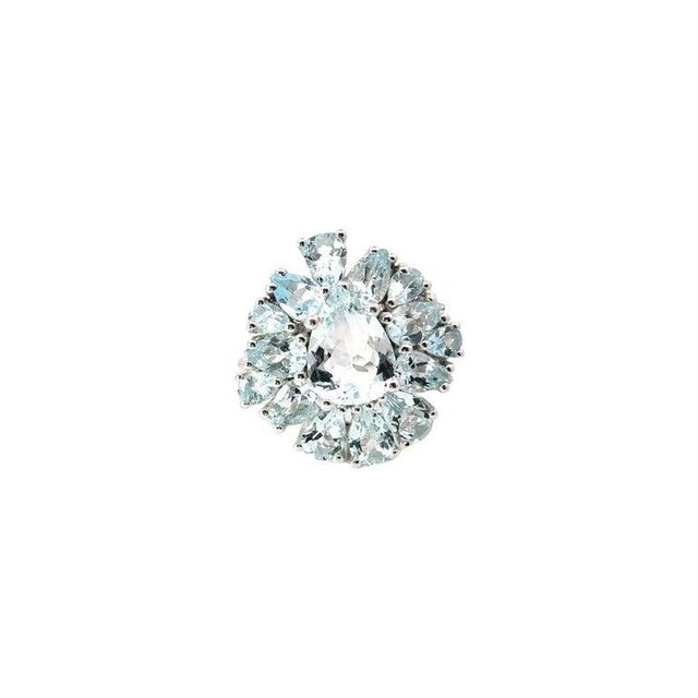 6.15 Carat Natural Aquamarine Cocktail Ring in sterling silver. The cocktail ring is to make a statement with your look....