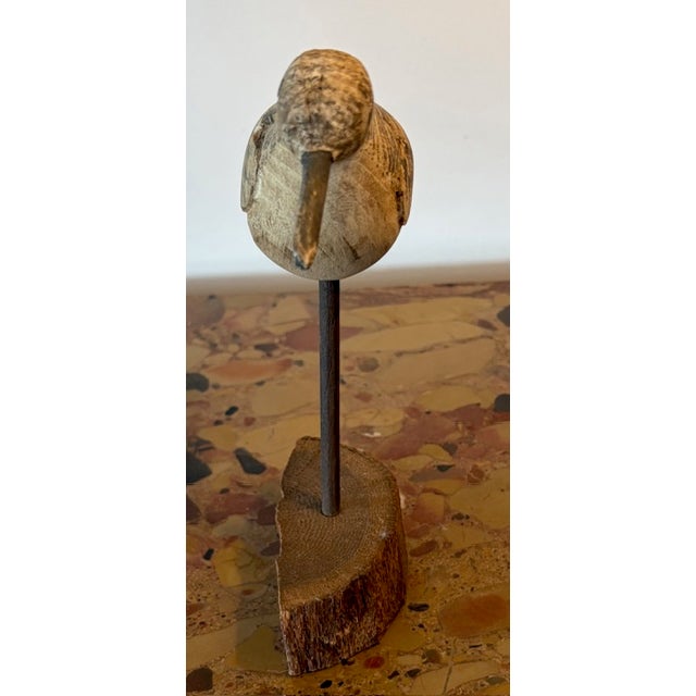 Mid 20th Century Vintage Hand Carved and Painted Wooden Shorebird, Folk Art, Signed Wek For Sale - Image 5 of 7