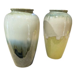 Chinese Contemporary Shiwan Stoneware Pottery Set of 2 Vases 5" H For Sale