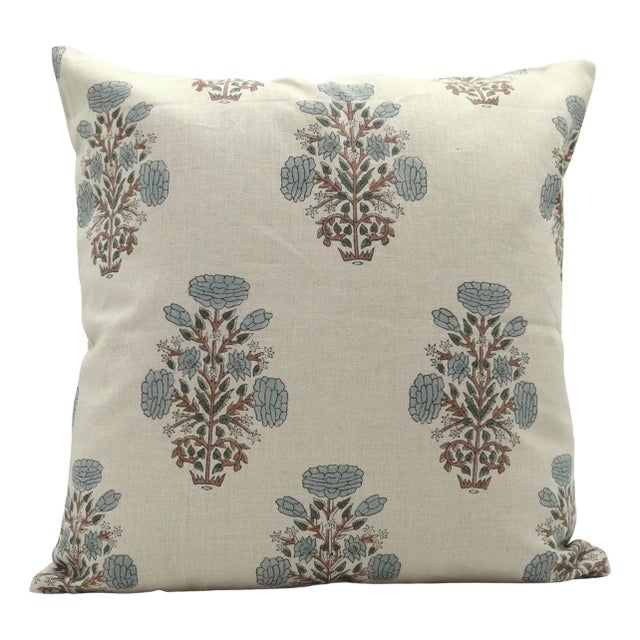 Fabdivine Decorative Block Print Cushion Cover 14x14 Inch Pure Linen-Swadesh For Sale