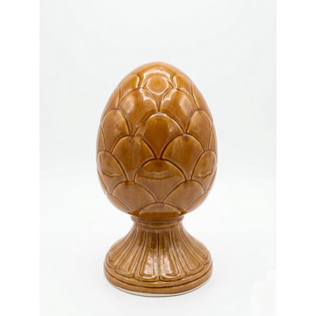 This striking pair of vintage Italian ceramic pinecone finials, or "Pigne," is a classic symbol of Sicilian heritage,...