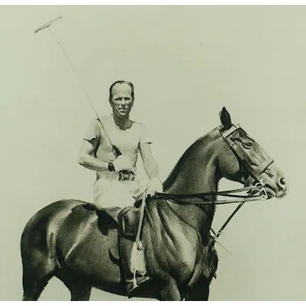 Classic charcoal drawing of a polo player signed Jack Lorraine & dated Palm Beach 1951 Art Sz: 18"H x 14"W Frame Sz: 22...