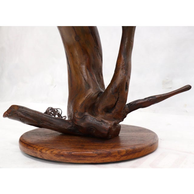 Mid 20th Century Mid 20th Century Varnished Arts & Crafts Driftwood Table Lamp For Sale - Image 5 of 12