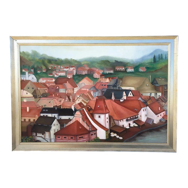 Original Signed Oil Painting by Helene Berger Titled "From the Castle" For Sale