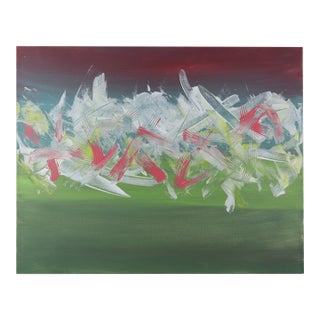 "Crimson Horizon" Contemporary Abstract Mixed-Media Painting For Sale