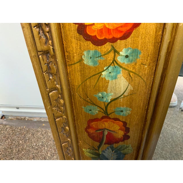 Wood 20th Century Wood Folk Floral Mirror For Sale - Image 7 of 9