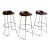 Set of 3 McGuire Wood and Stainless Steel Swivel Bar Stool For Sale
