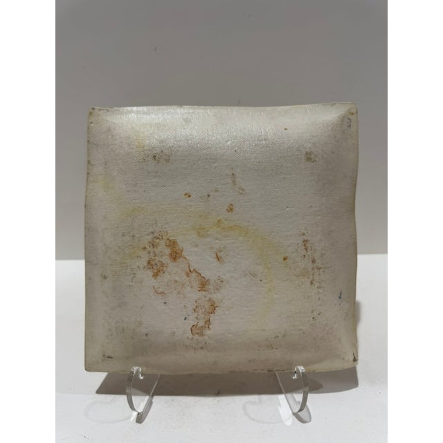 Vintage Kamrass/Kiok Nyc Studio Pottery Abstract Square Tray Plate 9 X 8.7 For Sale - Image 4 of 4