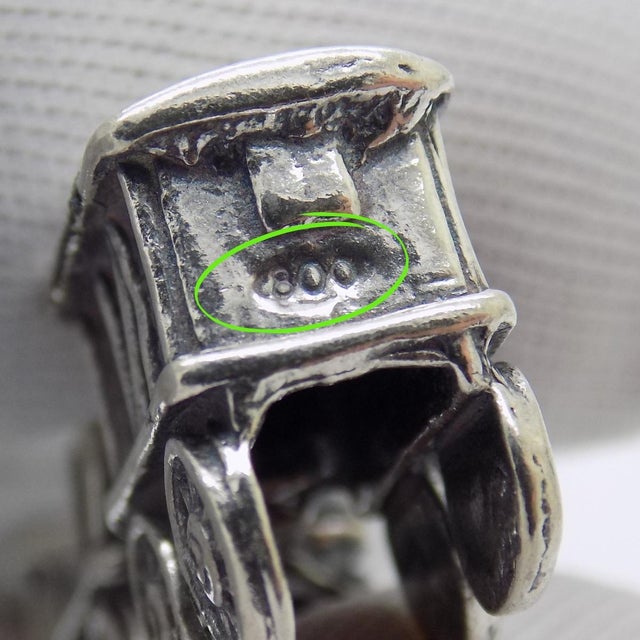 Metal Vintage Italian Handmade Silver Train Figurine, 1980s For Sale - Image 7 of 11