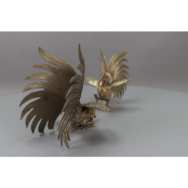 Bronze Sculptures of Fighting Roosters, Japan, 1950s, Set of 2 For Sale - Image 9 of 18