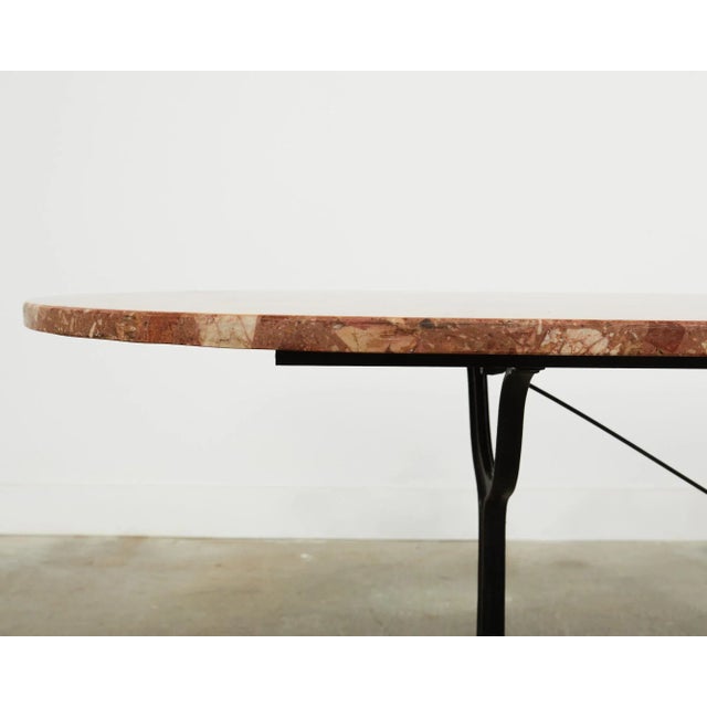 French Iron Marble Top Bistro Garden Dining Table or Console For Sale - Image 10 of 13