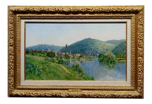 Mario Carl-Rosa-19th Century Picturesque French Town by the River-Oil Painting