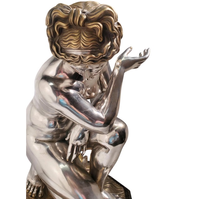 An Original Neoclassical Parcel Gilt and Silvered Bronze Statue of Venus Circa 1850 For Sale - Image 11 of 12
