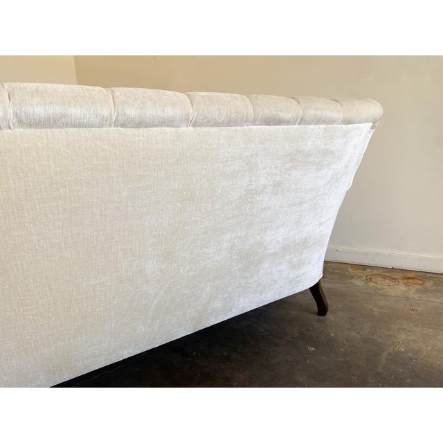 Vintage French Neoclassical Style Seamless Upholstered Sofa Button Tufted Back Assembled Sofa For Sale - Image 10 of 14
