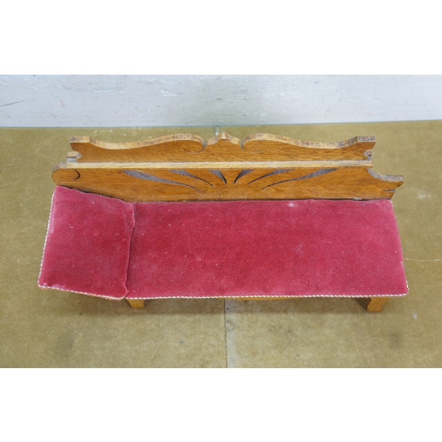 Antique Victorian Quartersawn Oak Salesman Sample Chaise Lounge Daybed 14" For Sale - Image 6 of 12