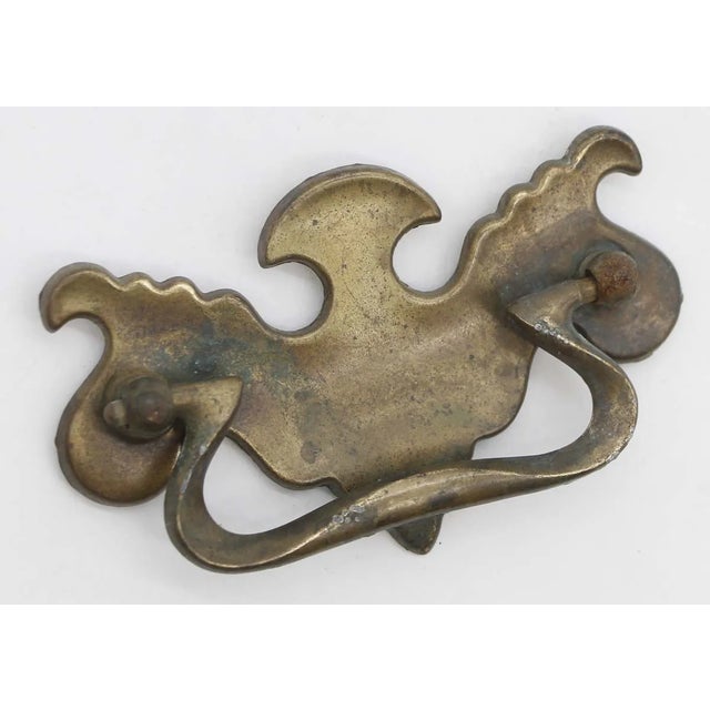 Chippendale Pair of Vintage 4 In. Brass Bail Dresser Drawer Pulls For Sale - Image 3 of 5