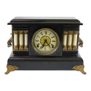 Early 20th Century Antique Mantel Clock With Marble Bronze