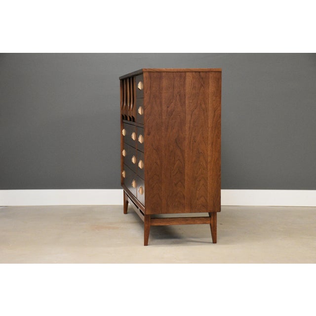 1960s Refinished Broyhill Brasilia Magna Walnut Dresser Mid Century Modern For Sale - Image 5 of 12
