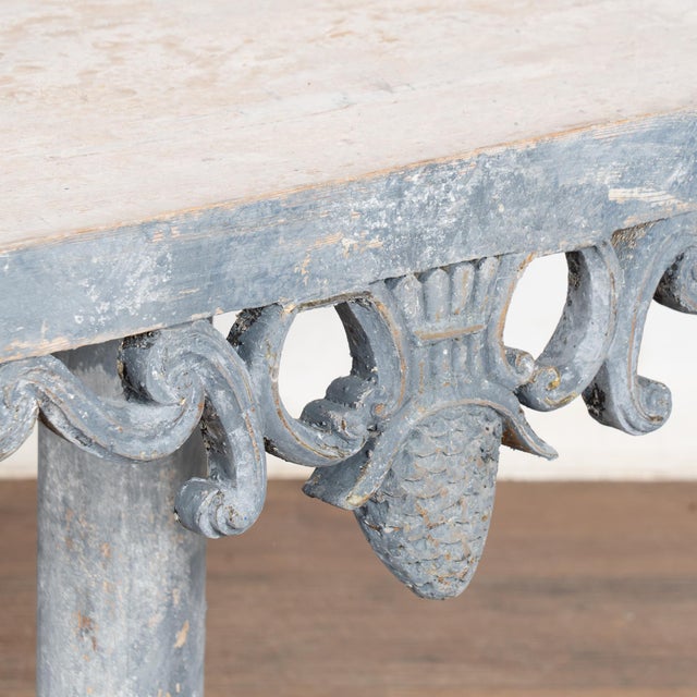 Blue 19th Century Swedish Blue Pedestal Side Table For Sale - Image 8 of 11