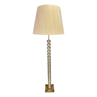 Vintage Brass and Acrylic Floor Lamp, 1970 For Sale