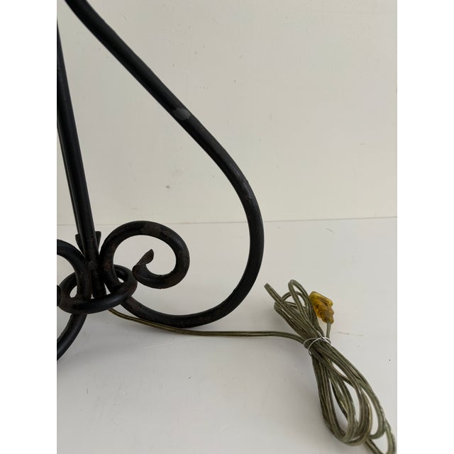 Spanish Revival Vintage Wrought Iron Scrollwork Table Lamp For Sale - Image 3 of 12