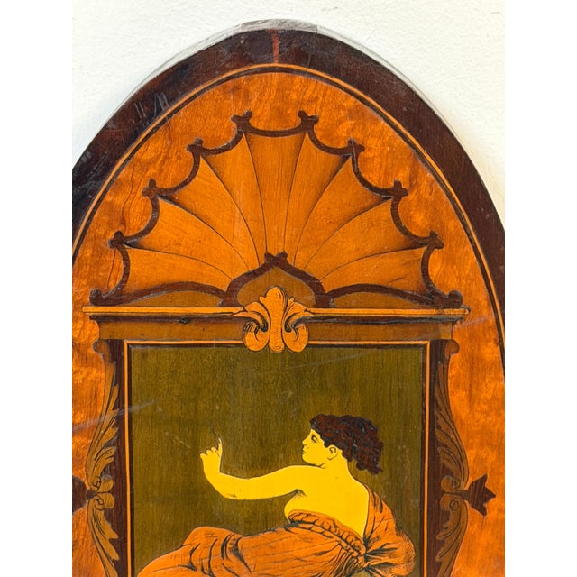Wood Pair 19th C. English Aesthetic Movement /Pre-Raphaelite Marquetry Muse Plaques For Sale - Image 7 of 17