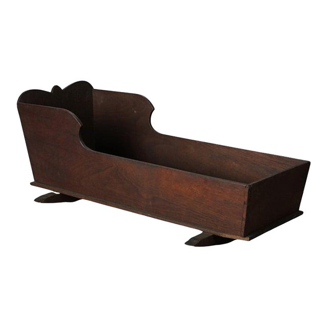 Antique Primitive Walnut Doll Cradle C1850 For Sale