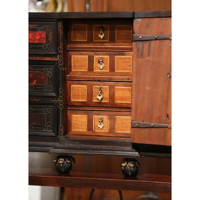 Early 19th Century Early 19th Century Spanish Carved Walnut Bargueno Cabinet on Table Base For Sale - Image 5 of 13