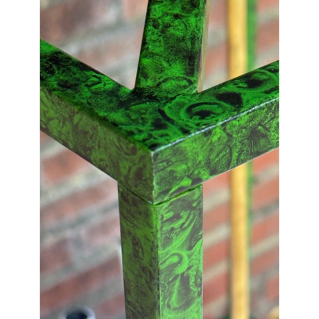 Contemporary Tony Duquette Style Faux Malachite and Hand Gilt Lantern Chandelier by Turtle and Crane - Newly Painted For Sale - Image 9 of 12