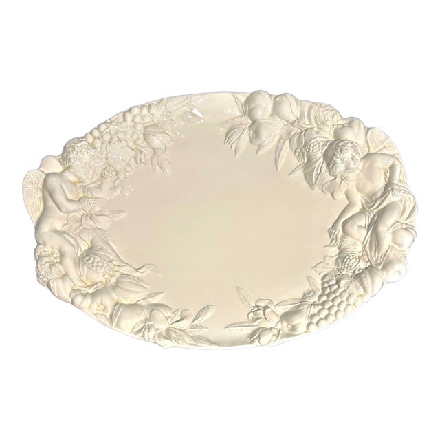 Mid 20th Century Italian Mid Century Modern Gumps Ceramic Cherub Platter For Sale