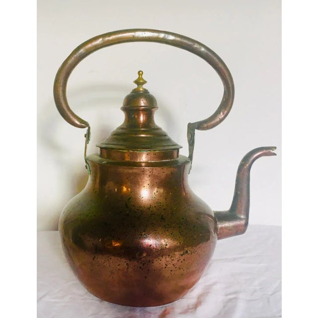 Antique Copper and Brass Tea Kettle For Sale - Image 9 of 10