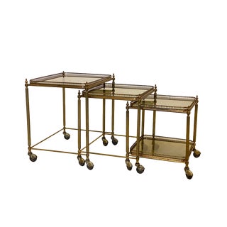 Brass Bar Carts, 1960s, Set of 3 For Sale