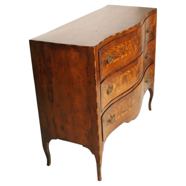 Venetian Walnut and Marquetry Commode from Historic Verona Villa, 1830s For Sale - Image 5 of 10