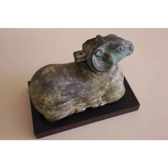 1940s Lidded Iron Ram Figure For Sale - Image 4 of 5