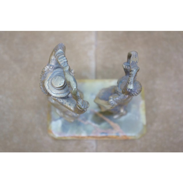 Metal Vintage Mexican Folk Art Salsa Dancers Brass Figurine Sculpture Onyx Base 7" For Sale - Image 7 of 12