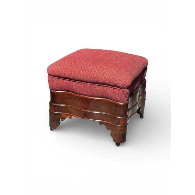 Brown Antique American Empire Serpentine Mahogany Footstool Ottoman For Sale - Image 8 of 14
