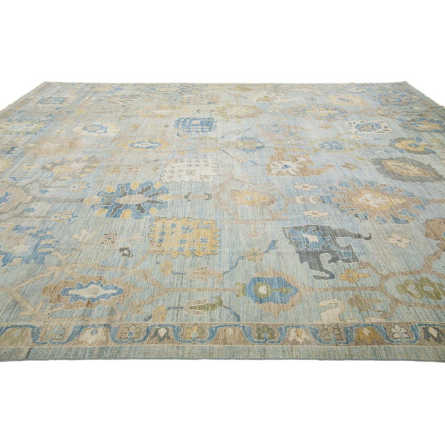Apadana's Modern Blue Oversized Sultanabad Wool Rug With Allover Design For Sale - Image 9 of 10