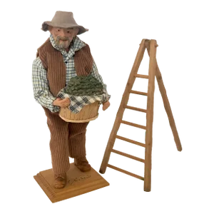 Aix De Provence Santons Richard Clay Sculpture of a Grape Harvester and His Ladder
