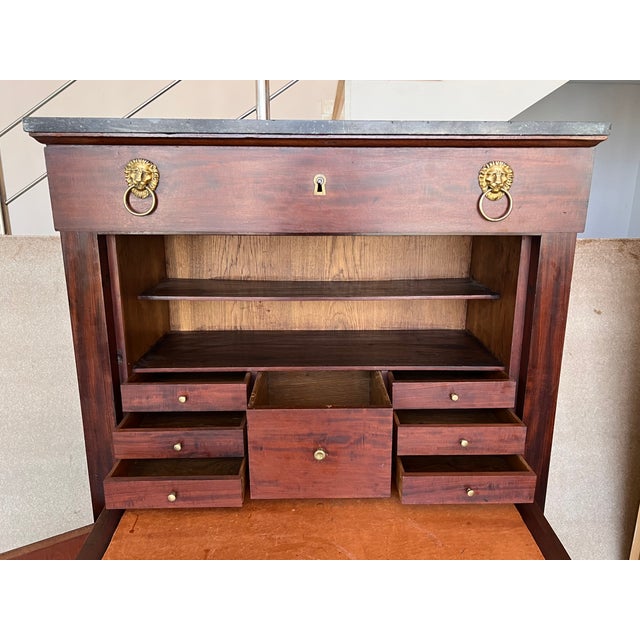19th Century Classical Charles X Burled Mahogany Secretaire a Abattant For Sale In Miami - Image 6 of 13