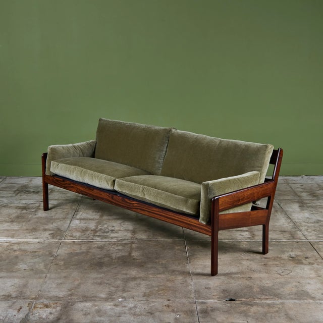 Wood Rosewood and Mohair Velvet Sofa For Sale - Image 7 of 16