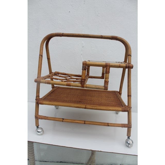 Vintage Small Rolling Wicker & Rattan Tea Cart Chairish
