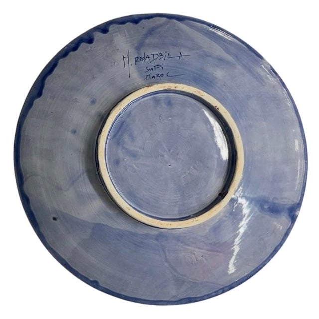 Vintage Moroccan Safi Ceramic Floral Platter by M. Reda Dbila For Sale - Image 4 of 11