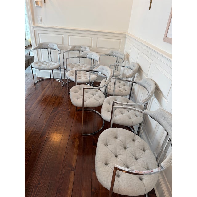 Set of 8 Chrome Vintage Dining Chairs From 1970’s For Sale - Image 4 of 6